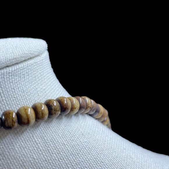 Park Lane Wood Beaded Layered Necklace Boho Earthy Rustic Organic Statement - Picture 8 of 9